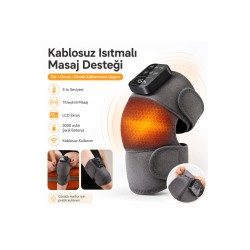 Kablosuz Isıtmalı Diz Omuz Dirsek Masaj Aleti 5 Kademeli Isı Titreşimli LCD Ekranlı