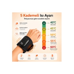 Isıtmalı El Bilek Masaj Aleti 5 Isı Kademeli 3 Titreşim Modlu Şarjlı 1800 mAh