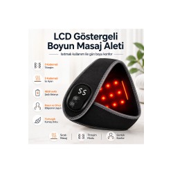 LCD Göstergeli Boyun Masaj Aleti 3 Kademeli Titreşim 5 Kademeli Isı Ayarı 1800 mA