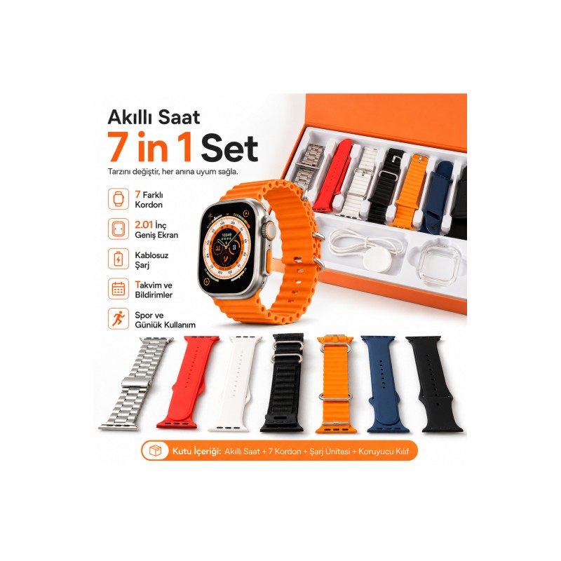 Watch 8 Ultra 7 Kordonlu 49mm Tam Ekran Sesli Arama Akıllı Saat