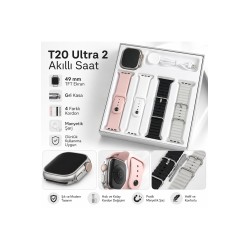 T20 Ultra 2 49 mm TFT Ekran Akıllı Saat 4 Kordonlu Manyetik Şarjlı Gri Kasa