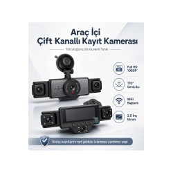 Araç İçi 5 Kameralı WiFi Kayıt Kamerası 2.0 İnç Ekran Full HD 1080P 170° Geniş Açı