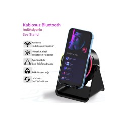 Bluetooth Hoparlörlü Akıllı Telefon Standı (Manyetik Sensör ile)
