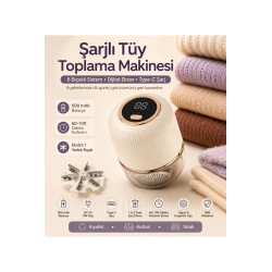Şarjlı Tüy Toplama Makinesi 6 Bıçaklı Dijital Ekranlı