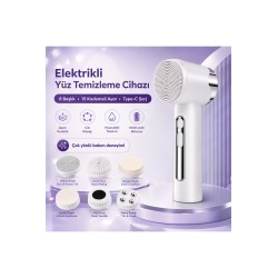 Elektrikli Yüz Temizleme Cihazı 6 Başlıklı 15 Kademeli Type-C Şarjlı Cilt Bakım Masaj