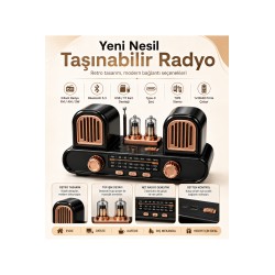 Yeni Nesil Radyo Fm Am Sw 3 Bant Radyo Bluetooth 5.3 Hoparlör USB Tf Kart Destekli