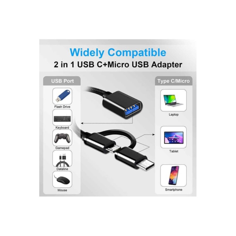 Tüm Cihazlar Akıllı Telefon Tablet Çoklayıcı 3'ü 1 Arada OTG Adaptör|USB 3.0+Type-C + Micro USB Hub