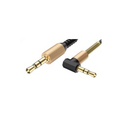 Tüm Cihazlarla Uyumlu Siyah Altın Uçlu Araç Müzik Ses Kablosu Stereo Aux Kablo 1 Mt - 3.5mm