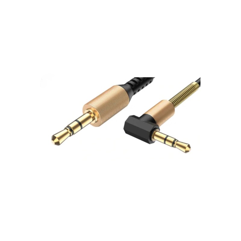 Tüm Cihazlarla Uyumlu Siyah Altın Uçlu Araç Müzik Ses Kablosu Stereo Aux Kablo 1 Mt - 3.5mm