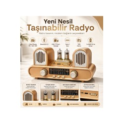 Yeni Nesil Radyo Fm Am Sw 3 Bant Radyo Bluetooth 5.3 Hoparlör USB Tf Kart Destekli