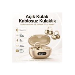 Açık Kulak Kablosuz Bluetooth 6.0 Kulaklık ENC Gürültü Azaltma Dijital Göstergeli