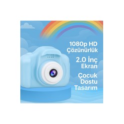 Mavi Renk Mini 1080p Hd Çocuk Kamera Dijital Fotoğraf Makinesi 2.0 Inç Ekran