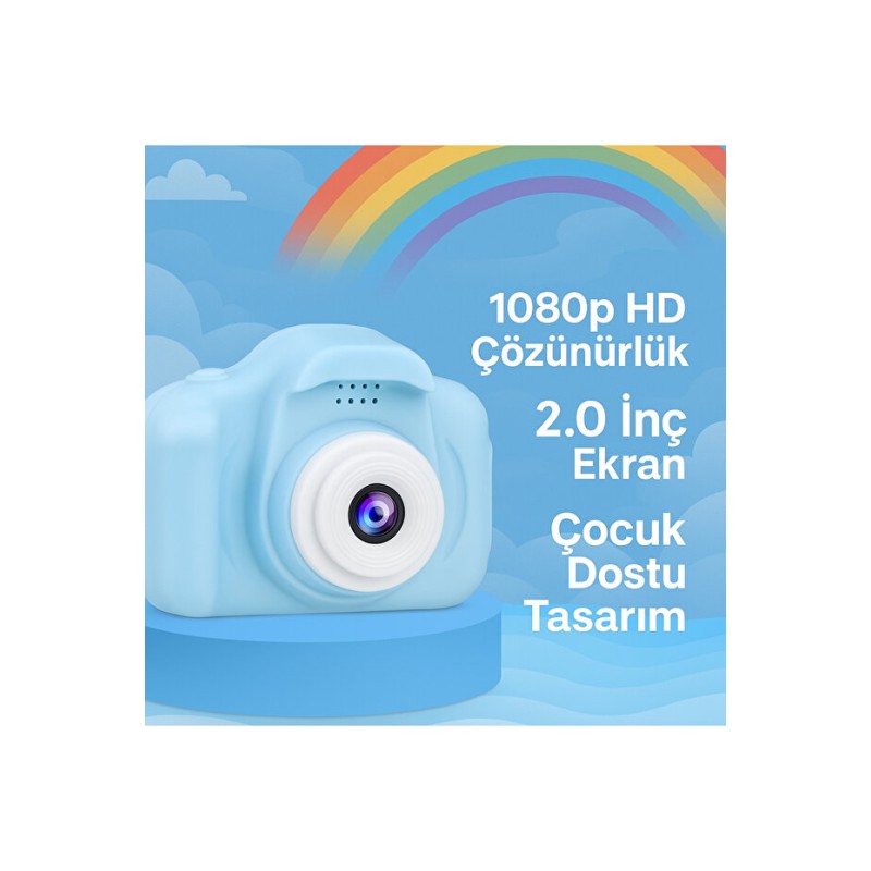 Mavi Renk Mini 1080p Hd Çocuk Kamera Dijital Fotoğraf Makinesi 2.0 Inç Ekran