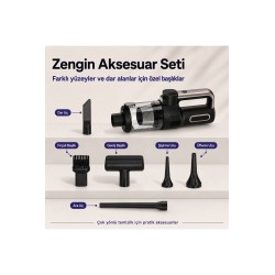 Kablosuz El Tipi Süpürge 20.000 Pa 120W, 3’ü 1 Arada Vakum Üfleme Şişirme Özellikli, 2 Kademeli Şarjlı Araç ve Ev