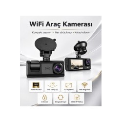 WiFi Destekli 1080P 2'li Araç Kamerası – 170° Geniş Açı, 2.0 İnç Ekran, G-Sensör