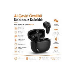 AI Çeviri Özellikli Bluetooth 6.0 Kablosuz Kulaklık ANC ENC TWS 135 Dil Destekli Type-C IPX4 Oyun Modlu